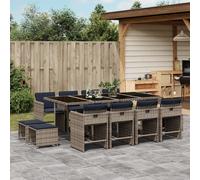 vidaXL Conjunto de comedor de jardín de 13 piezas con cojines, poliratán gris
