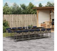vidaXL Conjunto de comedor de jardín de 13 piezas con cojines, poliratán gris