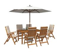 vidaXL Conjunto de Comedor de jardín de 7 Piezas Natural