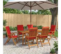 vidaXL Conjunto de comedor de jardín de 7 piezas Natural