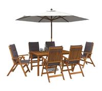 vidaXL Conjunto de Comedor de jardín de 7 Piezas Natural