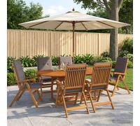 vidaXL Conjunto de Comedor de jardín de 7 Piezas Natural