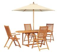 vidaXL Conjunto de Comedor Exterior con Parasol 6 uds.