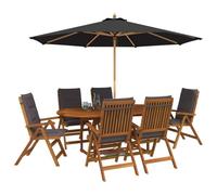 vidaXL Conjunto de Comedor Exterior con Parasol 8 uds. Gris Antracita