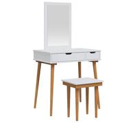 vidaXL Conjunto de Mesa de Tocador FAUSKE 3 pcs Blanco, Conjunto de tocador Moderno para Dormitorio, Almacenamiento Compacto, diseño Que Ahorra Espacio, estación de Maquillaje Funcional