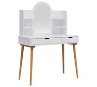 vidaXL Conjunto de Mesa de Tocador FAUSKE 4 pcs Blanco, Conjunto de tocador Moderno para Dormitorio, Almacenamiento Compacto, diseño Que Ahorra Espacio, estación de Maquillaje Funcional
