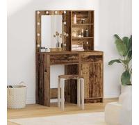 vidaXL Conjunto de mesa de vestidor con LED 2 pcs Madera vieja