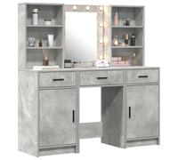 vidaXL Conjunto de mesa de vestidor con LED 3 pcs Gris Concreto