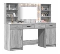 vidaXL Conjunto de mesa de vestidor con LED 3 pcs Gris Sonoma