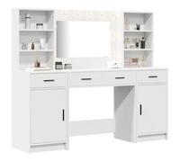 vidaXL Conjunto de mesa de vestidor 3 piezas con LED – Madera de ingeniería
