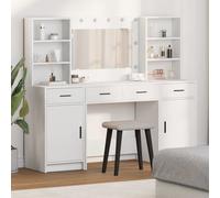 vidaXL Conjunto de mesa de vestidor 3 piezas con LED – Madera de ingeniería