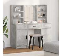 vidaXL Conjunto de mesa de vestidor con LED 3 uds. Gris Concreto