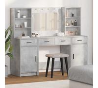 vidaXL Conjunto de mesa de vestidor con LED 3 uds. Gris Concreto