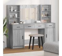vidaXL Conjunto de mesa de vestidor con LED 3 uds. Gris Sonoma