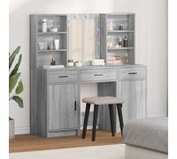 vidaXL Conjunto de mesa de vestidor con LED 3 pcs Gris Sonoma