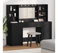 vidaXL Conjunto de mesa de vestidor con LED 3 uds. Roble Negro