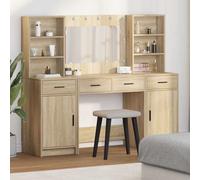 vidaXL Conjunto de mesa de vestidor con LED 3 uds. Roble Sonoma