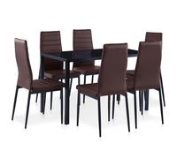 vidaXL, juego de comedor de 7 piezas, color marrón