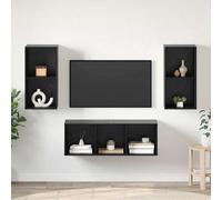 vidaXL Conjunto de mueble de TV 3 pcs Roble Negro Madera contrachapada