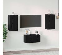 vidaXL Conjunto de mueble de TV 3 pcs Roble Negro Madera de ingeniería