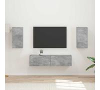 vidaXL Juego de 4 armarios de TV, hormigón gris, material de madera