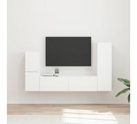 vidaXL Juego de 4 armarios de TV, color blanco, fabricados en material de madera