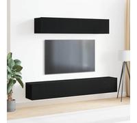 vidaXL Conjunto de mueble de TV 4 pcs Roble Negro Madera de Ingeniería