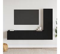 Conjunto de Gabinete de TV Montado en la Pared de 3 Piezas de vidaXL en Madera Ingenierada de Roble Negro