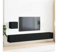 Conjunto de Mueble de TV de 4 Piezas vidaXL en Roble Negro de Madera Ingenerada