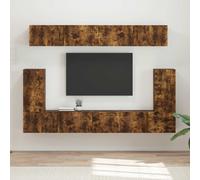 vidaXL Juego de 5 armarios de TV, madera contrachapada con efecto roble ahumado