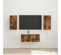vidaXL Juego de 6 armarios de TV, madera contrachapada con acabado en roble ahumado