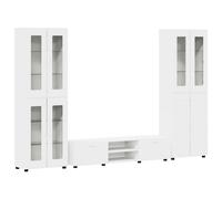 vidaXL Juego de tres armarios de TV FLORIN, color blanco, fabricados en material de madera