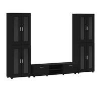 vidaXL Conjunto de mueble de TV con cajón FLORIN Madera de ingeniería Negro