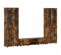 vidaXL Conjunto de mueble de TV con cajón FLORIN Madera de ingeniería Roble Ahumado