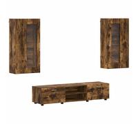vidaXL Conjunto de mueble de TV con cajón FLORIN Madera de ingeniería Roble Ahumado