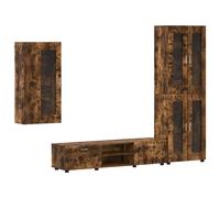 vidaXL Conjunto de mueble de TV con cajón FLORIN Madera de ingeniería Roble Ahumado