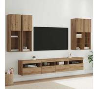 vidaXL Conjunto de mueble de TV en la pared con luces LED 7 uds.
