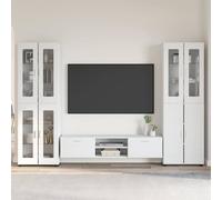vidaXL Juego de tres armarios de TV FLORIN, color blanco, fabricados en material de madera