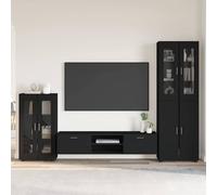 vidaXL Conjunto de mueble de TV con cajón FLORIN Madera de ingeniería Negro