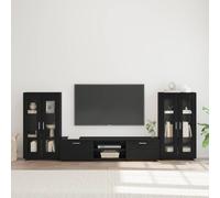 vidaXL Conjunto de mueble de TV con cajón FLORIN Madera de ingeniería Negro
