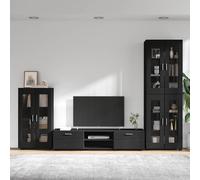 vidaXL Conjunto de mueble de TV con cajón FLORIN Madera de ingeniería Negro