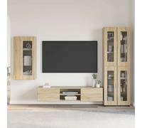 vidaXL Conjunto de mueble de TV con cajón FLORIN Madera de ingeniería Roble Sonoma