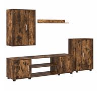 vidaXL Conjunto de mueble de TV Madera de ingeniería Multicolor Roble ahumado