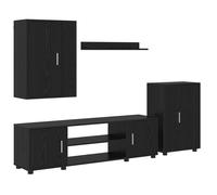 vidaXL Conjunto de mueble de TV Roble Negro Madera de ingeniería