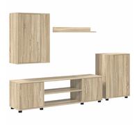 vidaXL Conjunto de mueble de TV Madera de ingeniería Multicolor Roble sonoma
