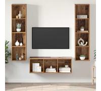 vidaXL Conjunto de mueble de TV Montaje en la pared 3 pcs Madera Vieja
