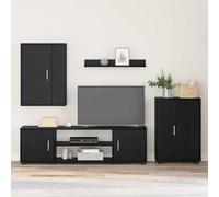 vidaXL Conjunto de mueble de TV Roble Negro Madera de ingeniería