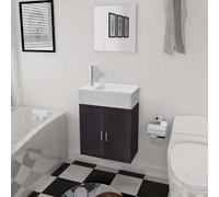 vidaXL Conjunto de mueble y lavabo 3 piezas negro