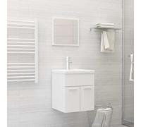 vidaXL Conjunto de muebles de baño 2 pzas - Armario y estante robusto, madera contrachapada blanco