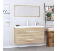 vidaXL Conjunto de muebles de baño 3 piezas color roble Sonoma